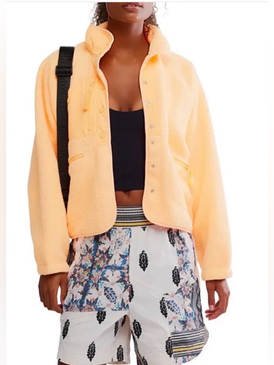 Free People Hit The Slopes Fleece Jacket. NWT. Neon clementine